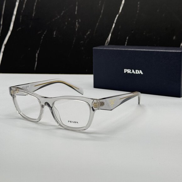 NEW PRADA PRB01V 12R1O1 WOMEN TRANSPARENT GRAY VPR B01 12R1O1 EYEGLASSES - Picture 2 of 9